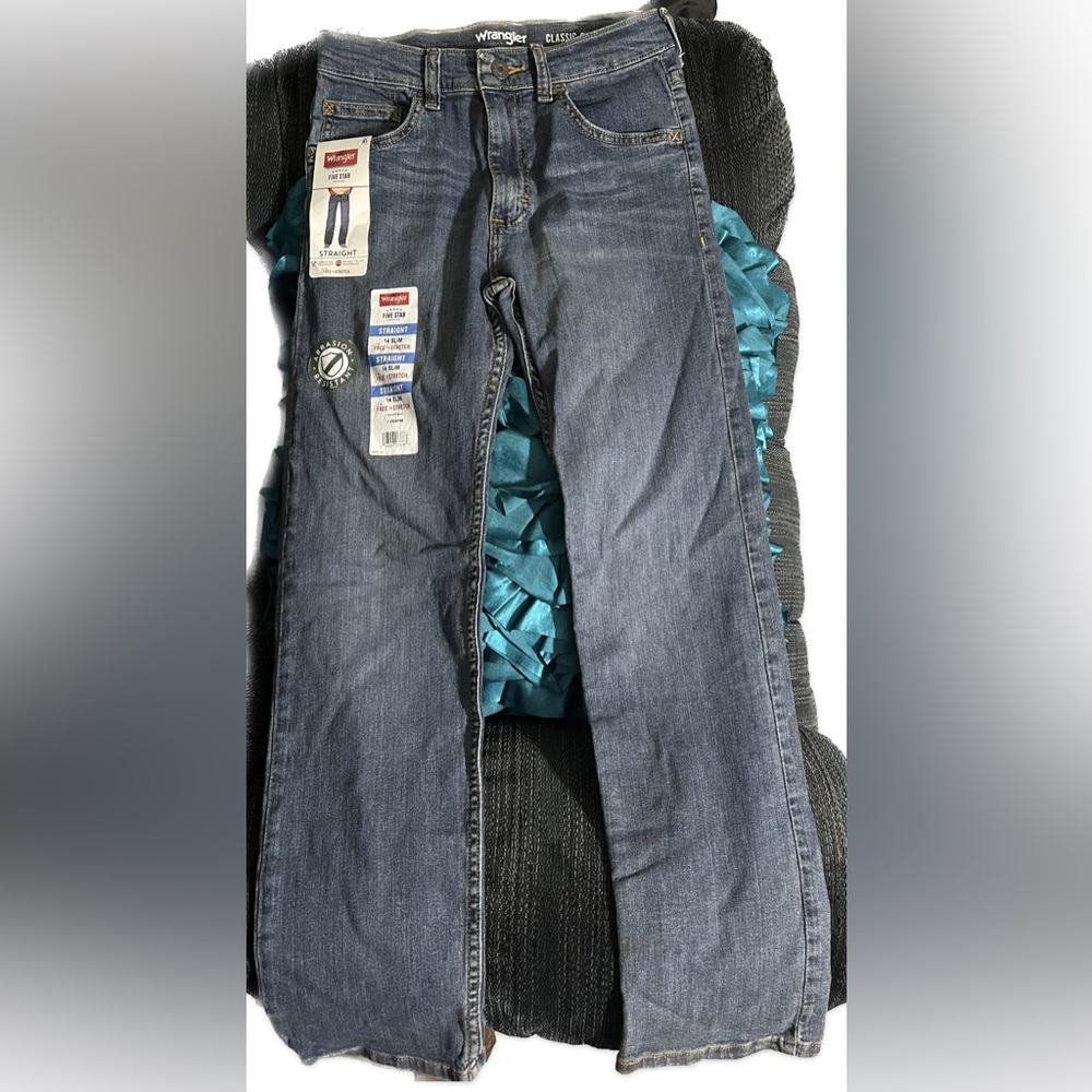 Wrangler kids size 14 slim stretch straight leg jeans